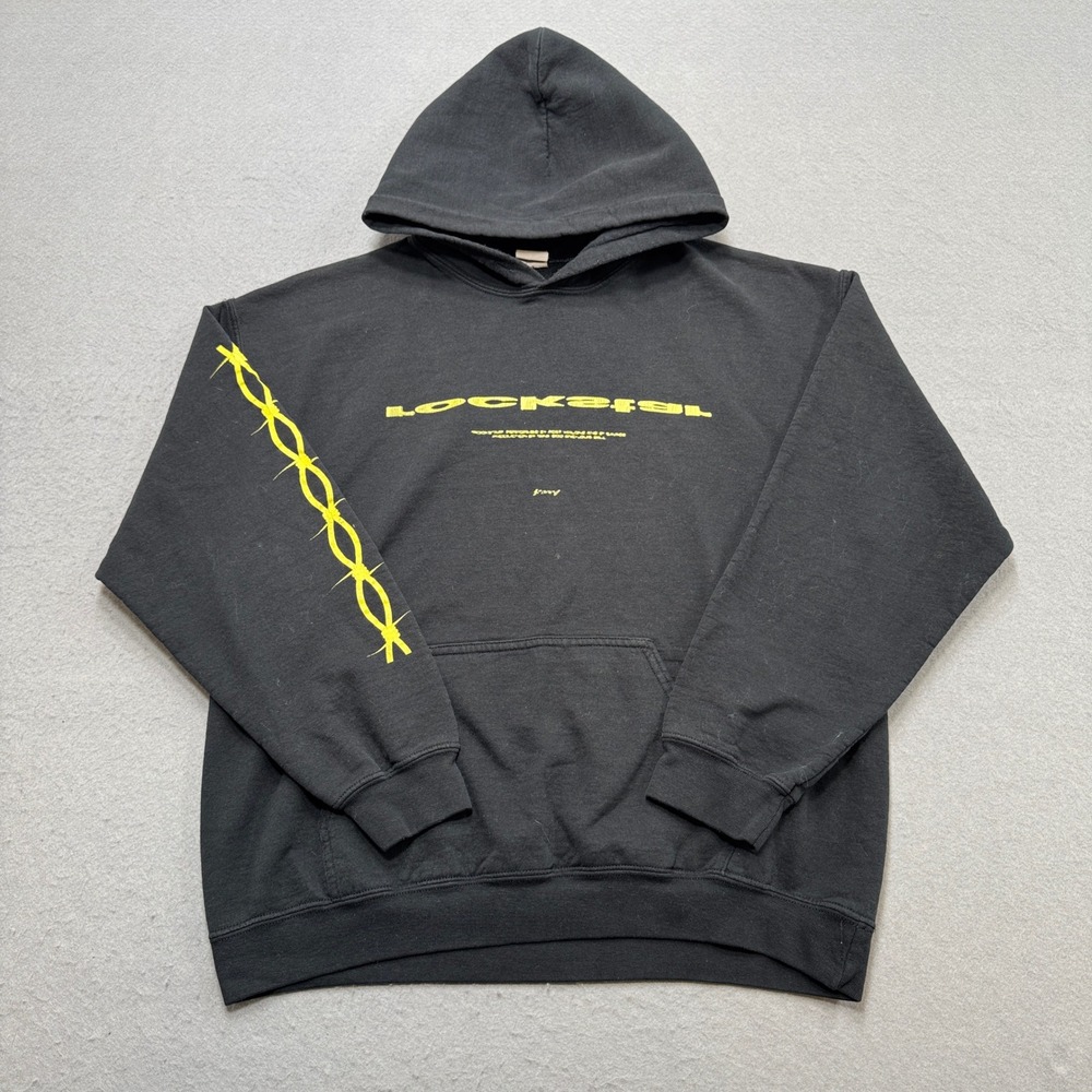 Post Malone Hoodie Men's Large Black Graphic Fleece Lined Skater Grunge Pullover